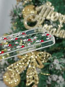 1pc Colorful Painted Christmas Smile Cat Printed Soft Phone Case Compatible With Iphone - Multicolor - View 3