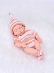 1入19cm寶寶娃娃,返魂娃娃,防水乙烯基女孩娃娃,可愛的迷你重生嬰兒娃娃,女孩生日禮物 - 粉色 - 查看 4