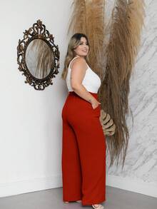 Plus Size Pants - 亮橙色 - 查看 3