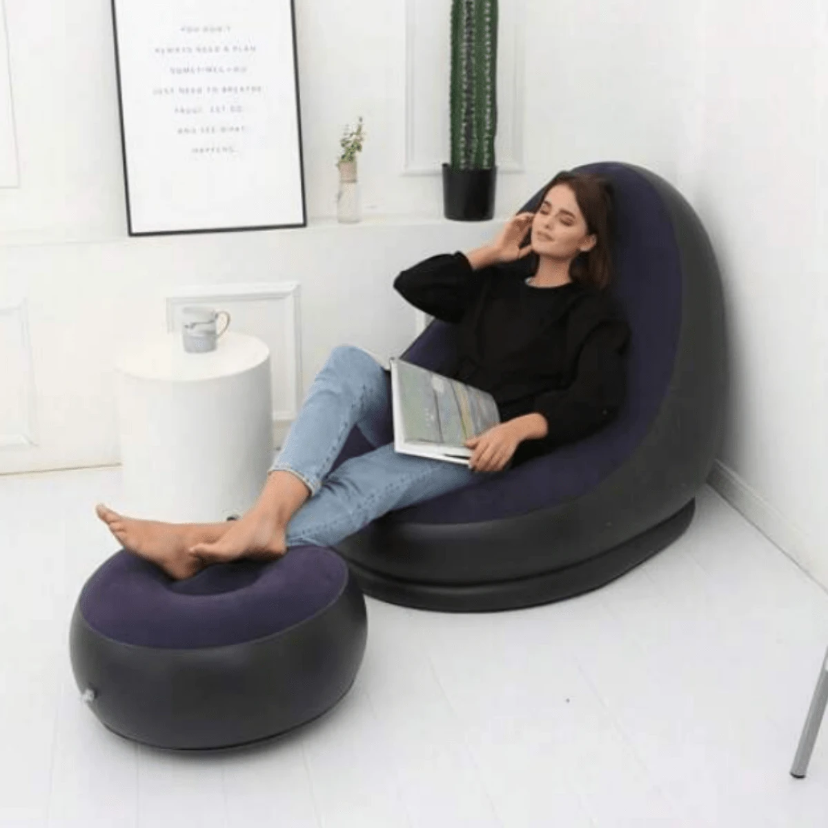 Inflatable Sofa, Air Mattress, Inflatable Armchair - Purple - View 1