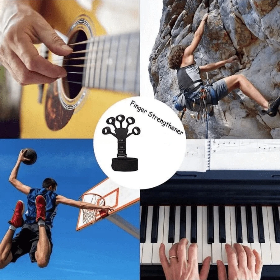 1 pieza Correa de muñeca Ajustable Entrenador de agarre de cinco dedos de silicona, Reforzador de ejercicio de flexibilidad de dedos - Negro - Añade 3