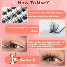 Individual Eyelash Cluster Extensions Diy Eyelash Extensions Natural Cross Style C/d Curl 8-16mm - Black - View 3