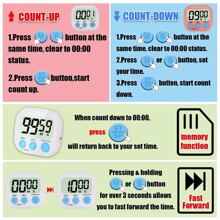 1個創意數字計時器,多功能手動電子計時器,適用於學生、廚房烹飪計時以及提醒使用 - 彩色 - 查看 4