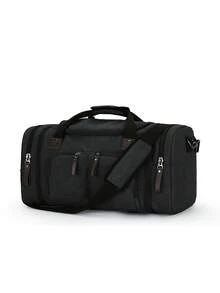 健身行李袋背包防水運動行李袋旅行週末包男式女式過夜包帶鞋隔層 - 黑色 - 查看 4