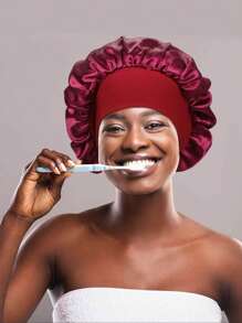 2 件装丝绸睡眠帽，缎面发帽，柔软弹力带丝绸睡眠帽，卷发丝绸发带