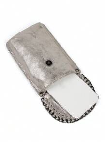 Fashionable Unique Personality Metallic Feeling Flash Soft Fabric Style Phone Bag,Rock,Gothic,Iron Chain,Corduroy,Multifunctional Crossbody Shoulder Bag Suit For Ladies To Pair With Daily Outfit,Dating,Shopping, Funky, Punk & Bag For Street Wear, 2000s Fashion Style Bag For Women