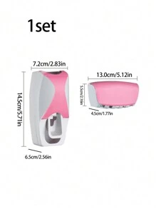1pc Creative Automatic Toothpaste Dispenser With Toothbrush Holder Bathroom Accessories Set - Pink - View 4