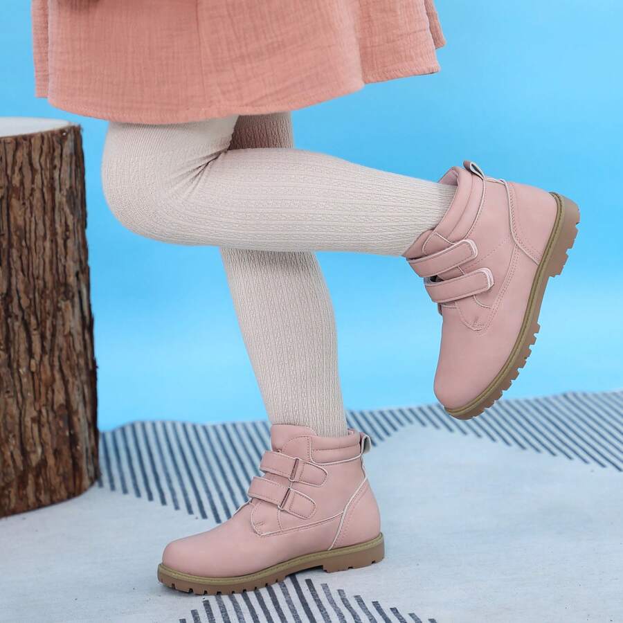 Kids Spring Black Pink Waterproof Wedding Party Prom Strap Work Boots (Toddler/Little Kid/Big Kid) - 粉色 - 查看 1