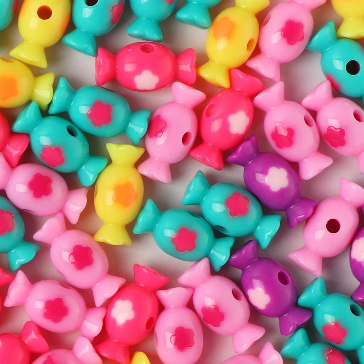 20pcs acrylic UV coated cartoon double dispersion beads diy candy beads