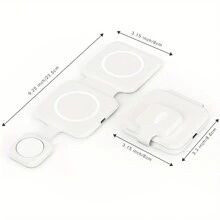 3合1可折疊磁吸式便攜式無線充電座，適用於iPhone 15 14 13 12 Pro Max、Airpods和桌面充電器 - 白色 - 查看 2