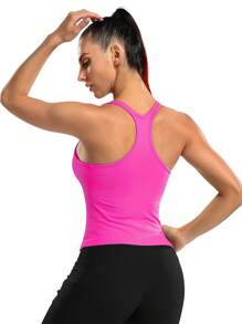 Top De Sujetador Deportivo Acolchado Sin Mangas - Rosa Fucsia - Ver 3