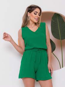 Women Two-piece Outfits - Green - View 1