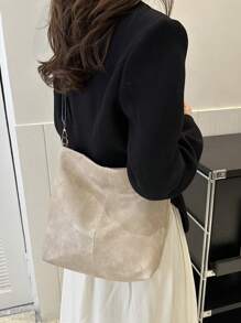 时尚欧美学院风新款大容量水桶包女士单肩包