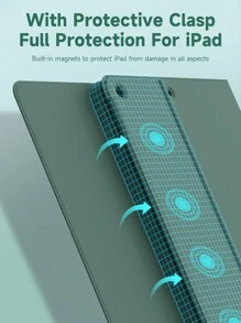 触摸键盘保护套兼容 iPad 10.2 第 9/8/7 代，兼容三星 Galaxy Tab A8 10.5，带铅笔架键盘 - 綠色 - 查看 9