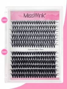 Miss Wink 30D+50D 自然款单根假睫毛，12-16mm 混合长度，12 排/240 片，防水，卷翘浓密，贴合眼部，持久 3D 效果，适合淡妆至浓妆，日常或特殊场合佩戴 - 黑色 - 查看 2