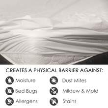 尼龍床罩，100% 防水、涼爽、透氣、防黴、防塵蟎、防臭蟲、防過敏、銀離子抗菌、可機洗、快乾、設計簡單、舒適包括 1入組床墊保護套和套，以及 2入組枕頭保護套和套 - 白色 - 查看 7