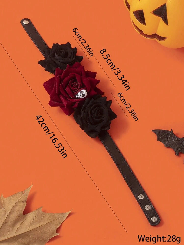 Collana Gotica Con Ciondolo Cuore Rosso E Nero - Accessorio Halloween Per Donne E Ragazze - Metallo Leggero - 2