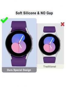 1 条运动风格硅胶表带，配同色表扣，兼容三星手表 4/5/6，40/42/44/45/46/43/47 毫米，可作为返校学生的礼物 - 紫色 - 查看 5