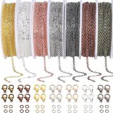 30-115 Feet Chain Coil Kit, 3-7 Colors Jewelry Making Chain Set, Metal Chains With Open Jump Rings And Lobster Clasps For DIY Necklace/Bracelet/Anklet Making,Each Link 2mm In Length And 1.7mm In Width (Options Available: 1 Set Of 7 Colors, 1 Set Of 6 Colors, 1 Set Of 4 Colors, 1 Set Of 3 Colors) (Note: Slight Color Difference May Exist Due To Different Manufacturing Batches) - Multicolor - View 2