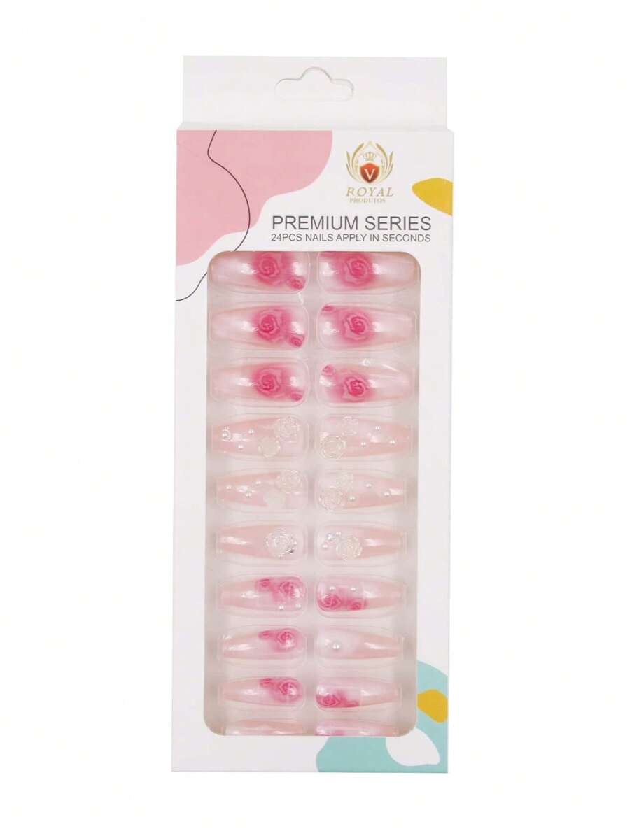 Unhas Postiças 24 Unhas Com cola Coloridas Tamanhos T-368-4-5