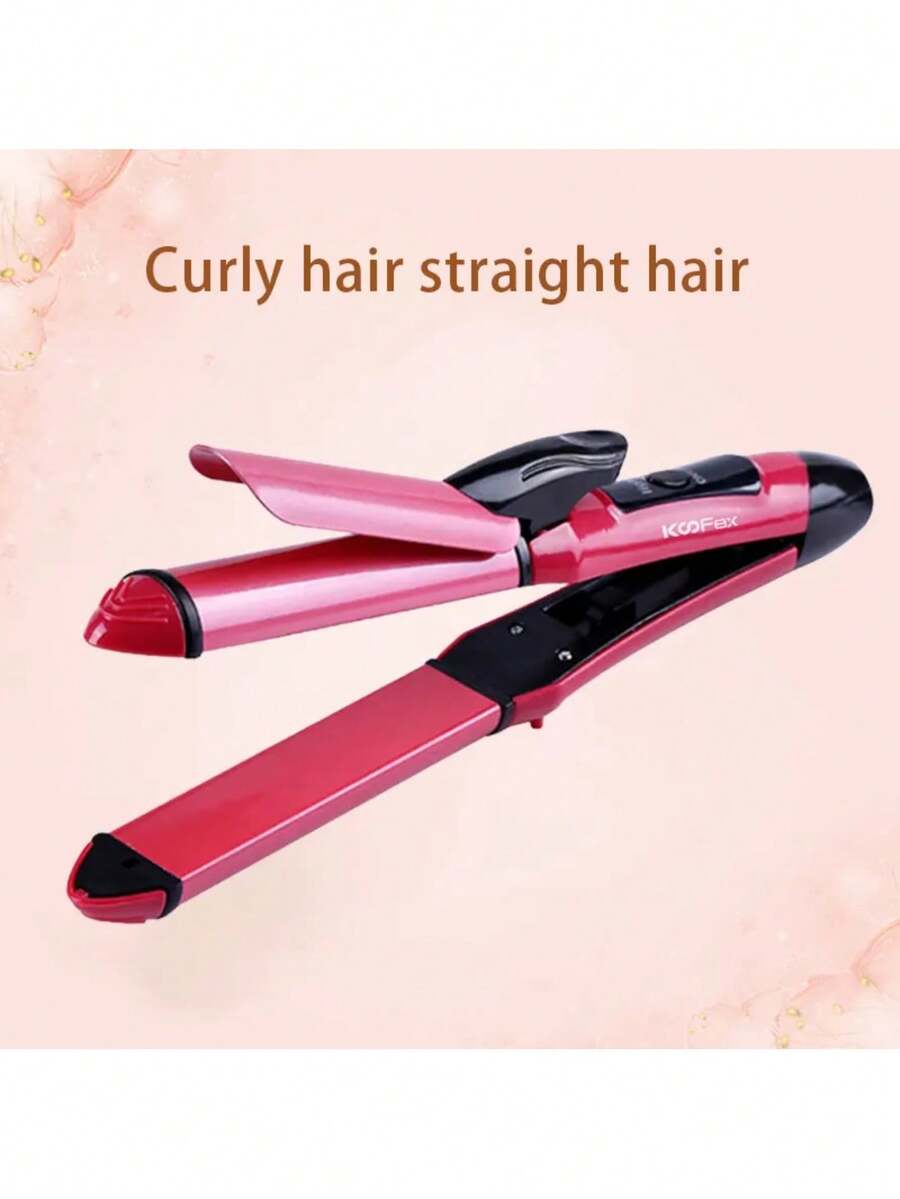 Plancha de pelo portátil profesional, placa de cerámica inalámbrica, 3 en 1, de viaje, buena calidad - Rosa - Ver 1