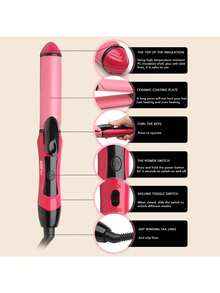 Plancha de pelo portátil profesional, placa de cerámica inalámbrica, 3 en 1, de viaje, buena calidad - Rosa - Ver 4