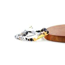 1對男女情侶黑白石榴石拼圖心形手鐲,不鏽鋼他她配對手環,刻有'他的公主'和'她的王子'的浪漫手鐲,適用於男女朋友 - 他的公主和她的王子 - 查看 5