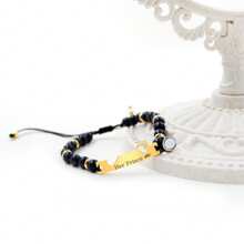 1對男女情侶黑白石榴石拼圖心形手鐲,不鏽鋼他她配對手環,刻有'他的公主'和'她的王子'的浪漫手鐲,適用於男女朋友 - 他的公主和她的王子 - 查看 6