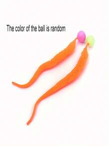 1pc Random Color Interactive Cat Toy, Elastic Ball & Caterpillar Shape, Funny Plush Toy For Cat Chasing Play - Multicolor - View 3