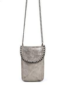 Fashionable Unique Personality Metallic Feeling Flash Soft Fabric Style Phone Bag,Rock,Gothic,Iron Chain,Corduroy,Multifunctional Crossbody Shoulder Bag Suit For Ladies To Pair With Daily Outfit,Dating,Shopping, Funky, Punk & Bag For Street Wear, 2000s Fashion Style Bag For Women