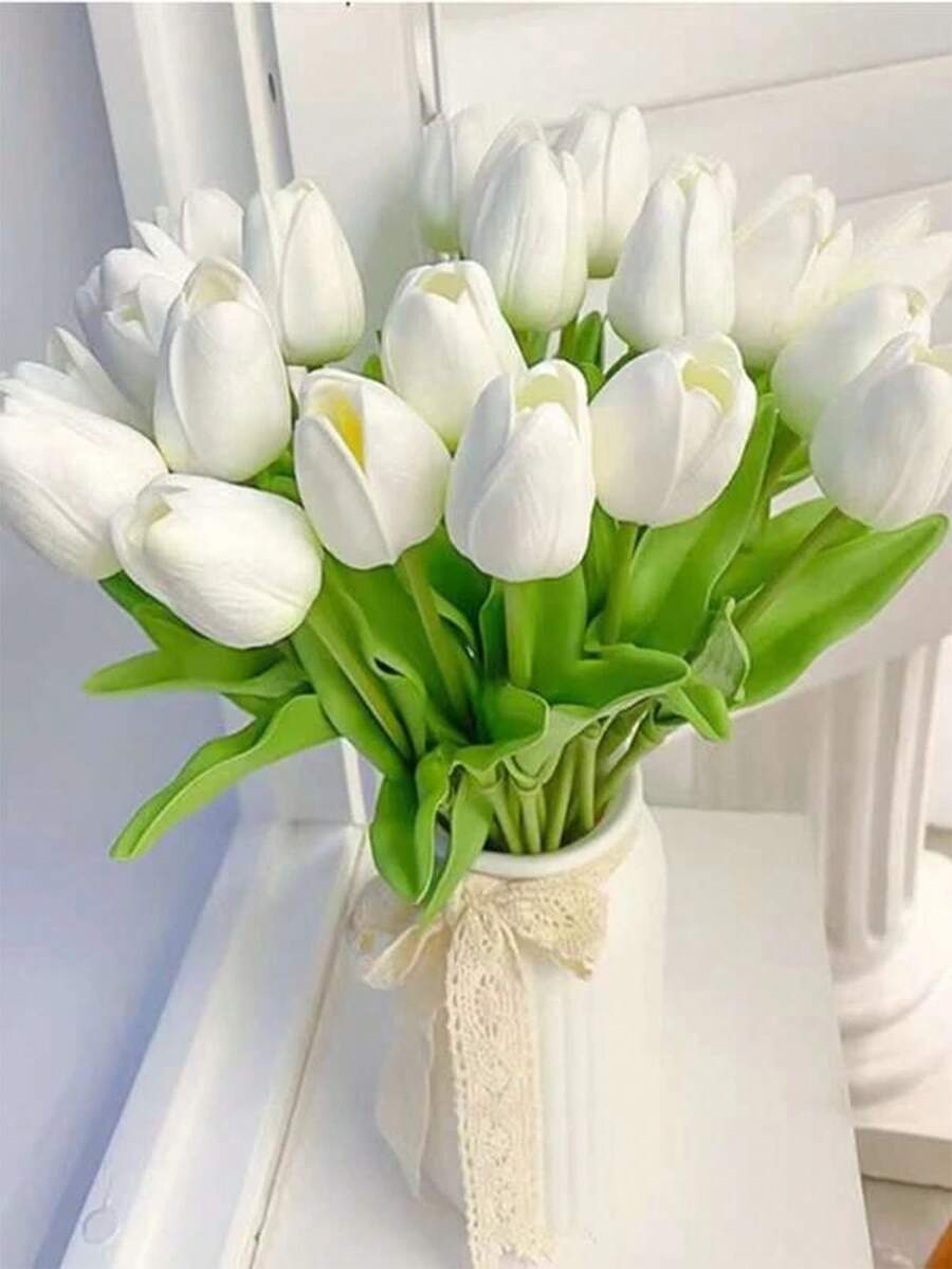 6 Piezas Tulipán Blanco Artificial - Blanco - Ver 1