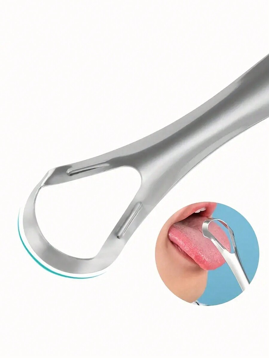 1pc Stainless Steel Tongue Scraper For Reducing Bad Breath Compact