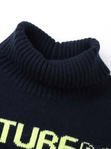 Annil Áo len cổ lọ dài vừa mùa đông của Irls Màu xanh lam thời trang và ấm áp - Màu xanh lam - Xem 3