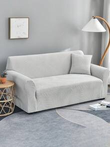 1pc Light Gray Leaf Pattern Waterproof Sofa Cover - Light Grey - View 4