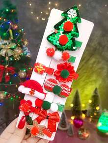 10入組聖誕節公主頭飾套裝,可愛的鹿角造型超可愛的髮夾 - 彩色 - 查看 2