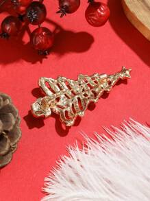 1pc Fashionable Rhinestone Christmas Tree Shaped Brooch Suitable For Christmas Day Wearing - Multicolor - View 5