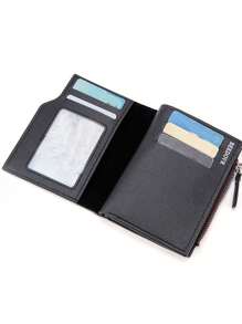 男式皮革短款錢包,多卡卡片夾,復古金屬夾錢包,男士禮物