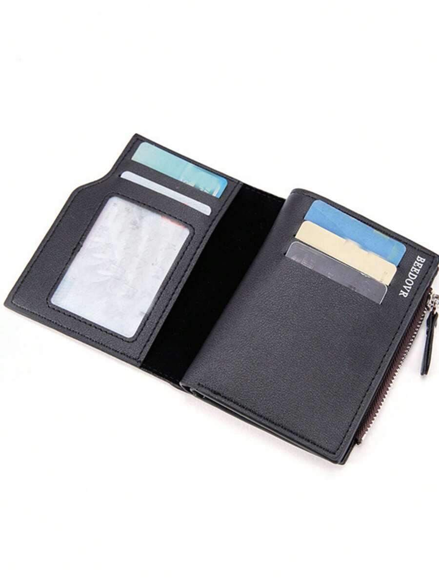 男式皮革短款錢包,多卡卡片夾,復古金屬夾錢包,男士禮物