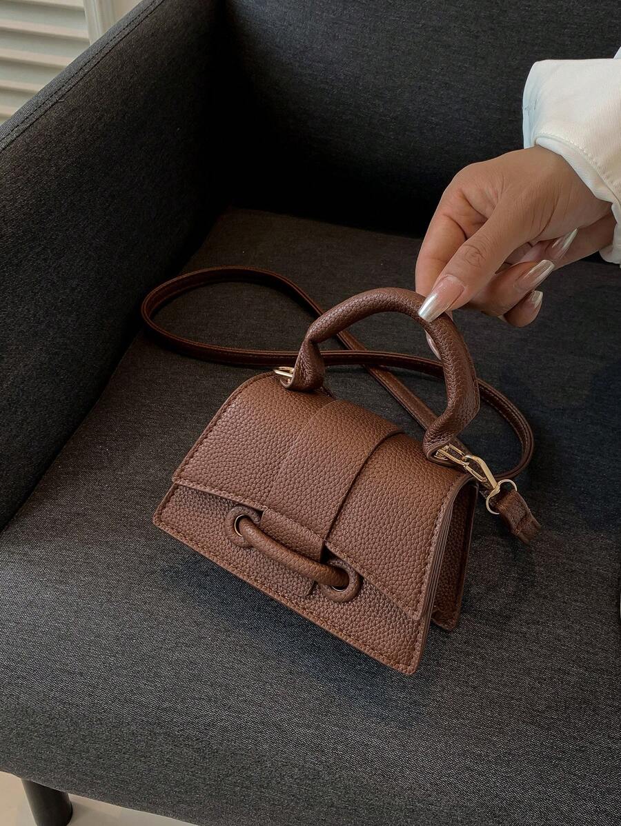 Classic Fashionable Charm Handheld & Crossbody Small Square Bag - Brown - View 1