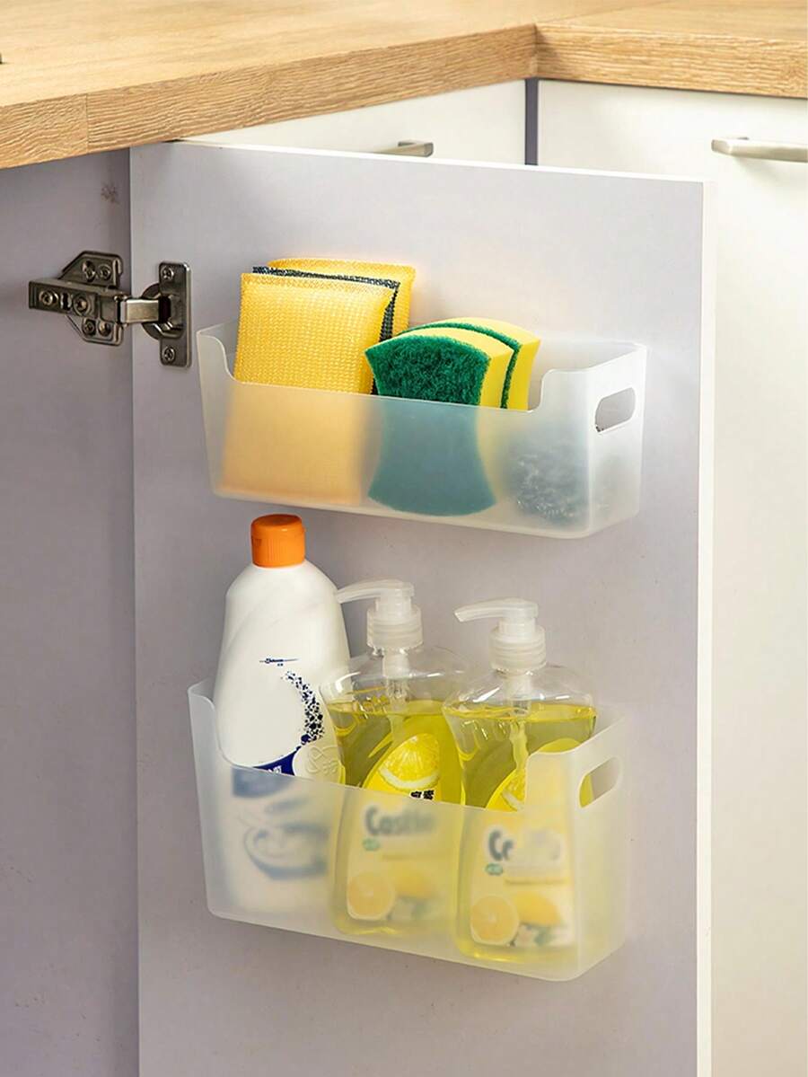 1pc MultiFunctional Transparent Plastic Storage Rack, Wall Mounted