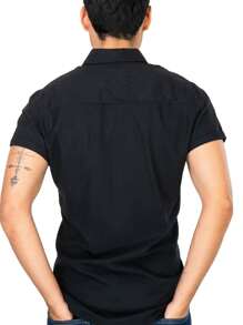 Camisa Hombre Casual Slim Fit Guayabera Negro Tricolor Sty2 - Blanco - Ver 4