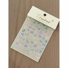 1 件 3d 指甲貼紙,彩虹和蝴蝶設計美甲貼花 - 彩色 - 查看 4