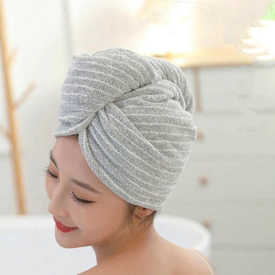 1個加厚快幹吸水浴帽,適用於長髮 - 均碼 - 查看 1