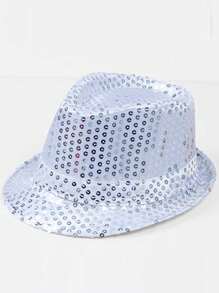 1pc Unisex Kids' Performance Cap With Sparkling Sequins For Dance, Summer Sun Hat Suitable For Daily Life - Silver - View 1
