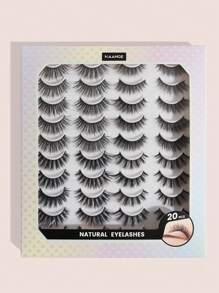20 Pares De Pestañas Postizas De Cruz Natural Y Gruesa Mezcladas, Diseño De Caricatura - Negro - Ver 4