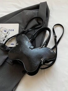 OULAILI 1只時尚黑色蝴蝶造型手提包,帶可調節肩帶 - 黑色 - 查看 3