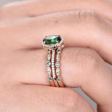 3pcs/set Women's Fashionable Oval Shaped Ring, Suitable For Daily Wear, Engagement, Wedding, Couple Rings, Jewelry Accessories