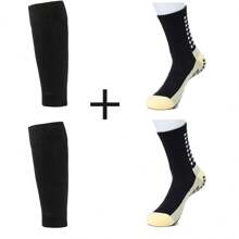1 set Confort et performance imbattables : Jeu de chaussettes de football d'entraînement professionnelles avec silicone antidérapant et protection de la jambe