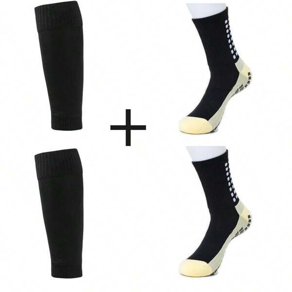 1 set Confort et performance imbattables : Jeu de chaussettes de football d'entraînement professionnelles avec silicone antidérapant et protection de la jambe