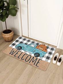 1入組秋季車&歡迎信件圖形防滑浴室臥室地墊,門墊,裝飾功能地毯 - 彩色 - 查看 2
